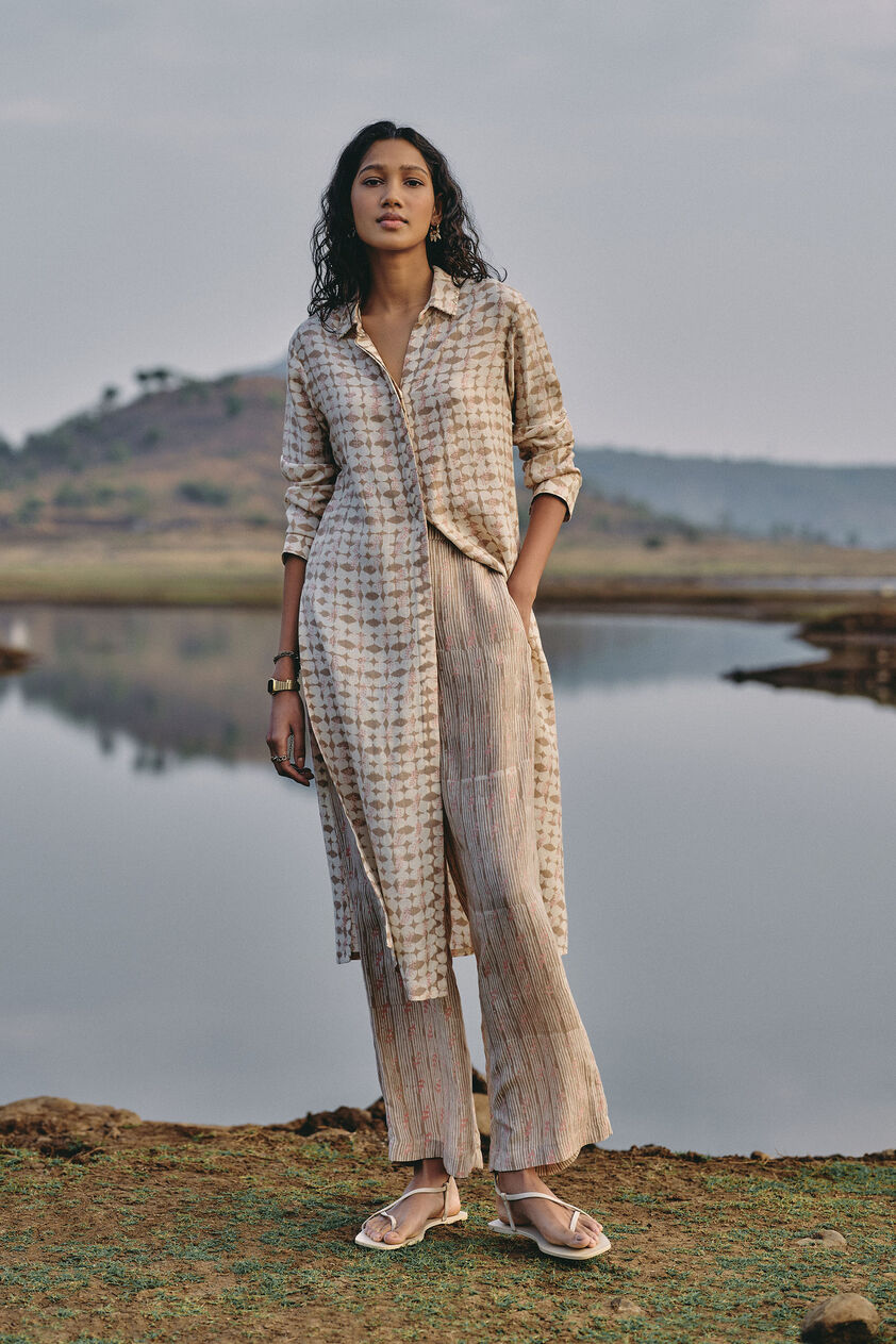 Wilderness Hand-block Printed Linen Co-ord - Beige, Beige, image 2